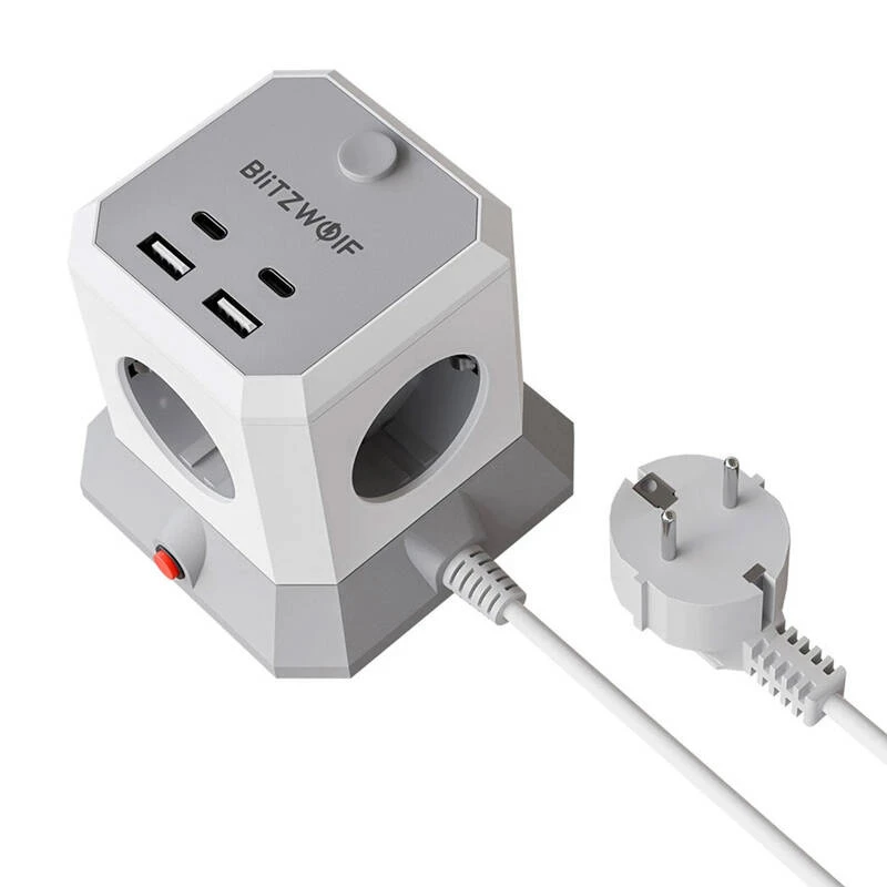 BlitzWolf BW-EC1 4xAC 2xUSB-A 2xUSB-C ilgintuvas