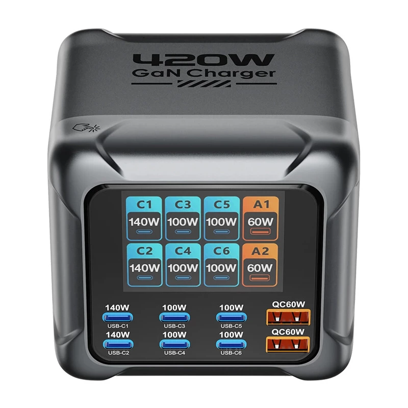 Blitzwolf BW-S33 420W 8 prievadų USB-A įkroviklis, juodas