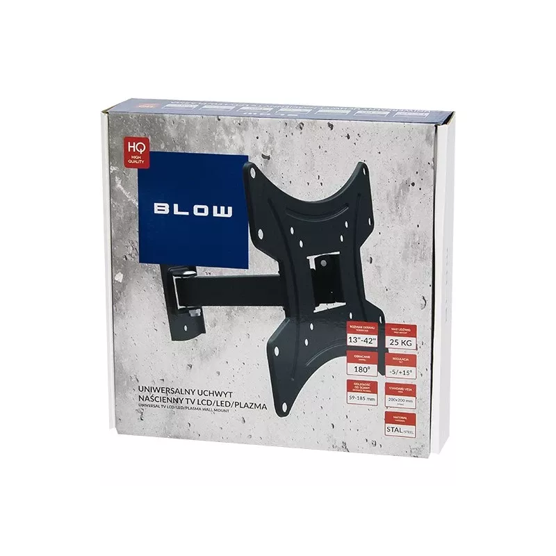 BLOW 76-863# Fiksuotas TV laikiklis prie sienos 42 colių ekranams, VESA iki 200x200, 25 kg, juodas