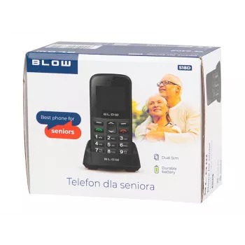BLOW juodas senjorų telefonas su stovu S18D