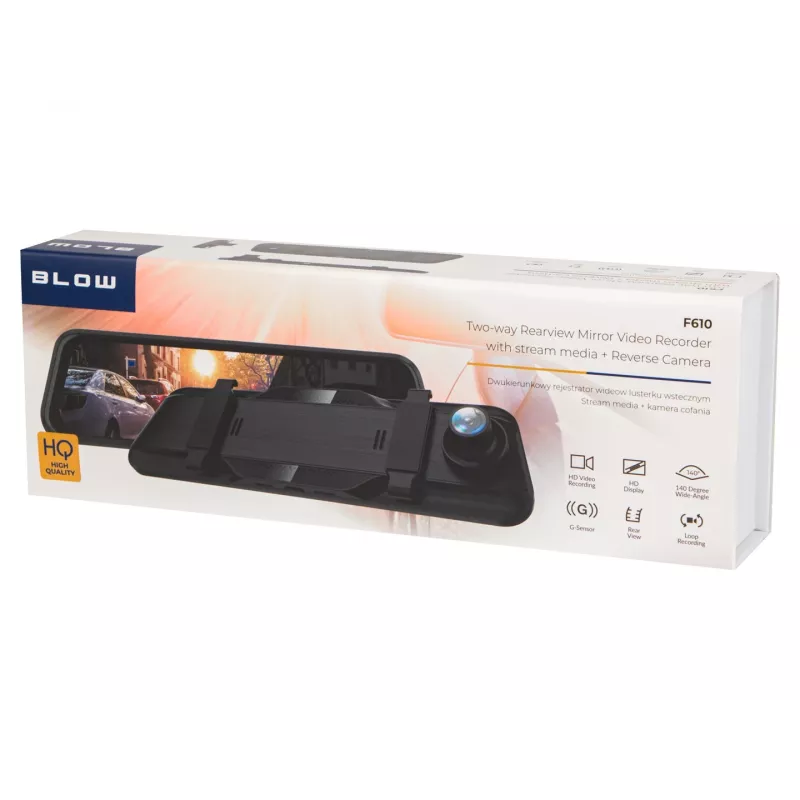 BLOW Blackbox DVR F610 10 inch veidrodėlio vaizdo registratorius su atbulinės eigos kamera