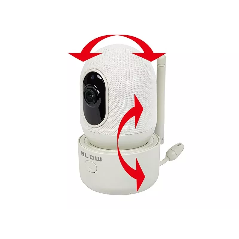 BLOW Electronic Baby Monitor su 5.5 inch LCD WiFi monitoriumi, Full HD kamera, Pan/Tilt/Zoom, naktiniu matymu, dvipusiu garsu, temperatūros jutikliu, lopšinėmis, 300m atstumu