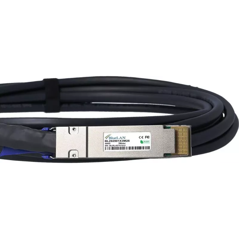 BlueLAN Amphenol NDYYYH-0005 QSFP-DD tiesioginio prijungimo kabelis, 400GBASE-CR4, Ethernet, 26 AWG, 2 metrai (NDYYYH-0005-BL)