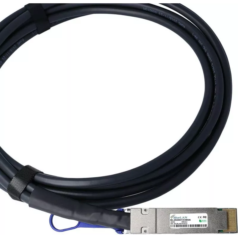BlueLAN Amphenol NDYYYH-0005 QSFP-DD tiesioginio prijungimo kabelis, 400GBASE-CR4, Ethernet, 26 AWG, 2 metrai (NDYYYH-0005-BL)