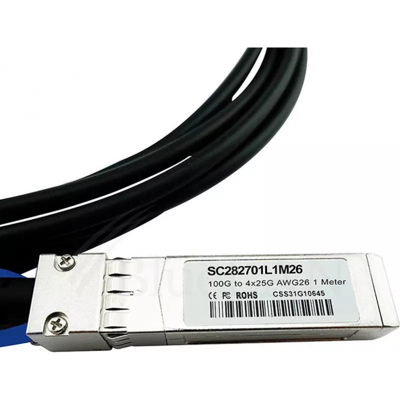 BlueLAN suderinamas Mellanox MCP7F00-A001R30N pasyvus 100GBASE-CR4 QSFP28 į 4x25GBASE-CR SFP28 tiesioginio prijungimo atšakos kabelis, 1m, AWG26