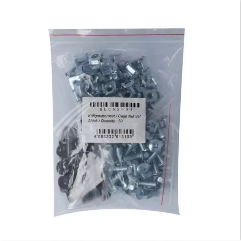 BlueOptics BlueLAN M6 Cage Nuts and Screws 50-Piece Set for Network Cabinets - Cable Management Panel 19 Inch - Mounting Kit Steel - Silver (BLCNS003)