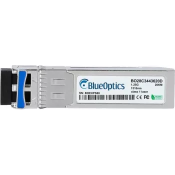 BlueOptics BO28C3443620DIN cSFP 2 kanalų BiDi siųstuvas-imtuvas, LC-Duplex, 1000BASE-2BX-U, vienmodis šviesolaidis, TX:1310nm/RX:1490nm, 20km, -40°C iki +85°C, DDM