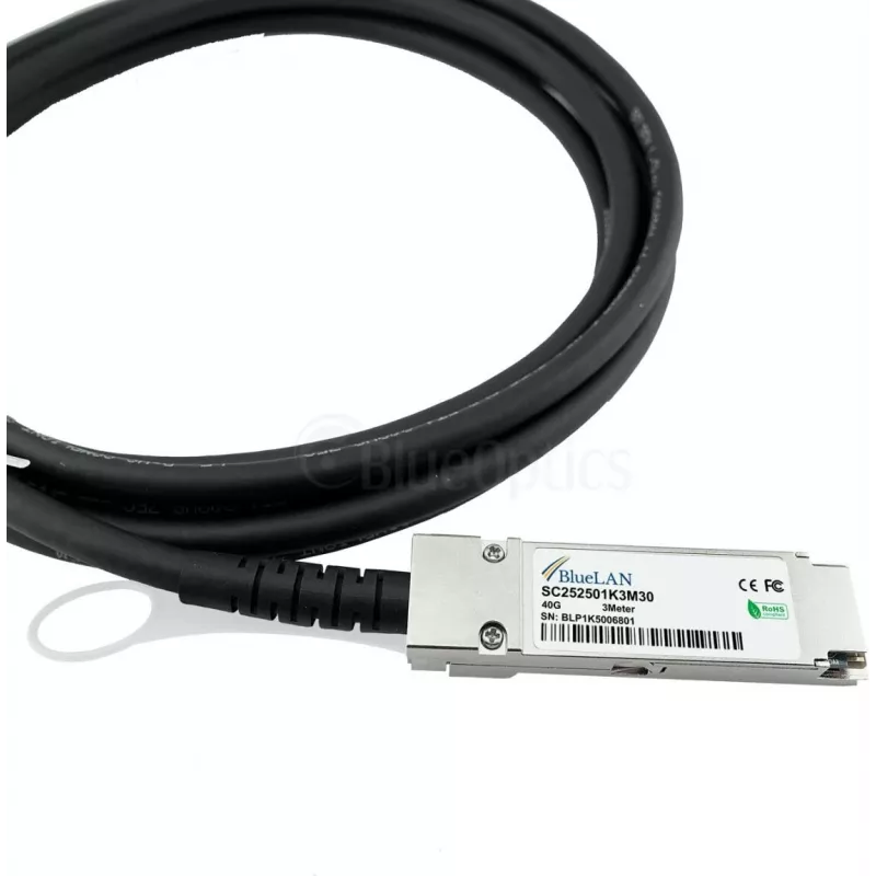 BlueOptics MikroTik Q+DA0003 suderinamas BlueLAN QSFP tiesioginio prijungimo kabelis, 40GBASE-CR4, 30AWG, 3 m
