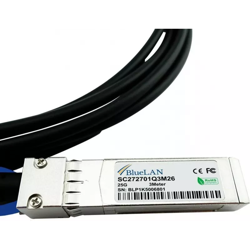 BlueOptics Supermicro CBL-NTWK-0944-SS28C50M suderinamas BlueLAN 25GBASE-CR pasyvus SFP28 tiesioginio prijungimo varinis kabelis, 5m, AWG26
