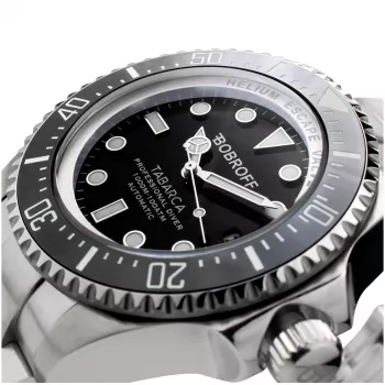 BOBROFF BF001 Vyriškas analoginis kvarcinis laikrodis 44mm juodas odinis dirželis