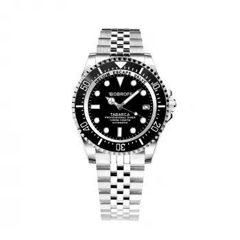 BOBROFF MAN BF0001-BFSTJ Analoginis kvarcinis laikrodis 44mm juodas ciferblatas, natūralios odos dirželis