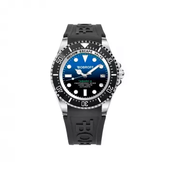 BOBROFF MAN BF0003-BFSTN Analoginis kvarcinis laikrodis 42mm mėlynu ciferblatu, rudu odiniu dirželiu