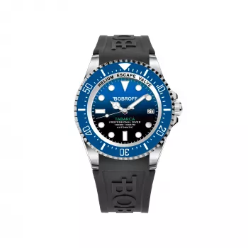 BOBROFF MAN BF0003baBFSTN Analoginis kvarcinis laikrodis 42mm Nerūdijantis plienas Juodas ciferblatas Odinis dirželis
