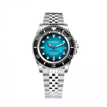 BOBROFF MAN BF0009-BFSTJ Analoginis kvarcinis laikrodis 44mm juodas ciferblatas odinis dirželis