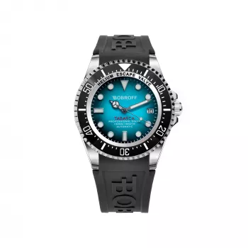 BOBROFF MAN BF0009-BFSTN Analoginis kvarcinis laikrodis 44mm nerūdijančio plieno korpusas juodas ciferblatas odinis dirželis