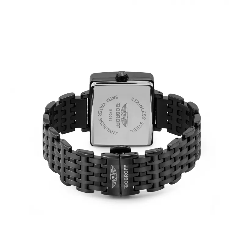 BOBROFF Woman BF0032 kvarcinis analoginis laikrodis 36mm baltas ciferblatas juodas odinis dirželis