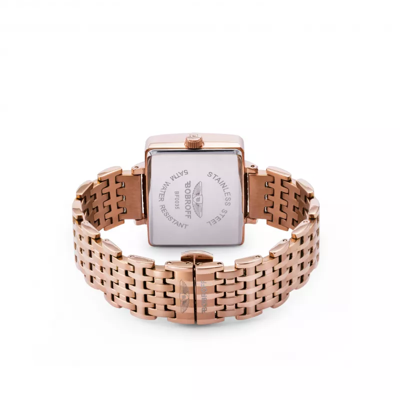 BOBROFF Woman BF0035 kvarcinis analoginis laikrodis 36mm sidabrinis ciferblatas juodas odinis dirželis