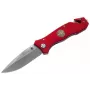 Boker Magnum Fire Dept Knife - Gelbėjimo kišeninis peilis su diržo pjaustytuvu ir stiklo daužytuvu, 440A plienas, raudona aliuminio rankena