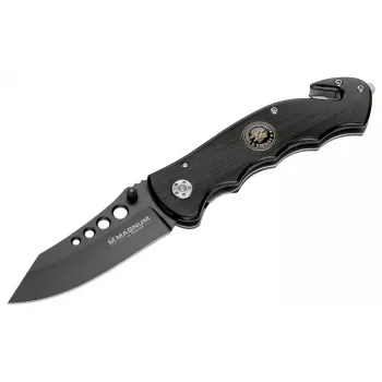 Boker Magnum USN Seals peilis 01MB856 fiksuotų ašmenų taktinis peilis, 440A nerūdijančio plieno clip point kombinuota briauna, G-10 rankena, Kydex makštis, juodas