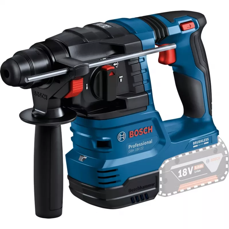 Bosch 18V Professional Set Rotary Hammer GBH 18V-22 + Drill Driver GSR 18V-45 - (mėlyna/juoda, 2x Li-Ion akumuliatorius 4.0Ah, gręžtuvinis plaktuko antgalis ir antgalių rinkinys, įrankių krepšys) (0615V0003D)