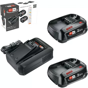 Bosch 18V pradinis rinkinys 2 x 2,5 Ah akumuliatoriai + AL 18V-44 įkroviklis (1600A031T5)