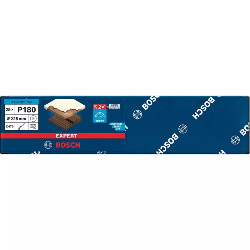 Bosch Expert C470 šlifavimo lakštas, 225 mm, grūdėtumas 180, 25 vnt. pakuotė, skirtas gipso kartono šlifuokliams