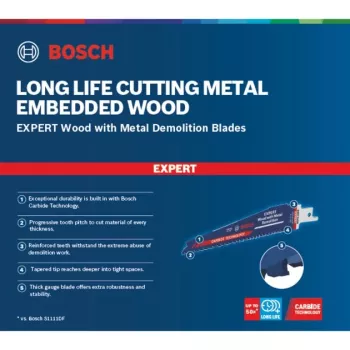 Bosch Expert S 967 XHM pjūklo geležtė – medžiui su metalu griovimo darbams, 150 mm, 10 vnt.