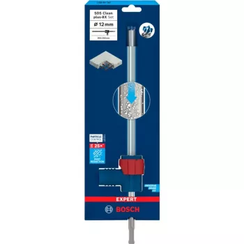 Bosch EXPERT SDS Clean plus-8X Plaktuko grąžtų rinkinys, Ø 12 mm, Darbinis ilgis 200 mm, Dulkių ištraukimo grąžtas su ištraukimo jungtimi