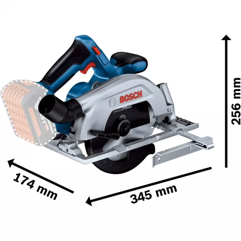 Bosch GKS 18V-57-2 Professional akumuliatorinis diskinis pjūklas Solo (diskas 165 mm, 18 V, bešepetėlinis, L-BOXX dėžėje)