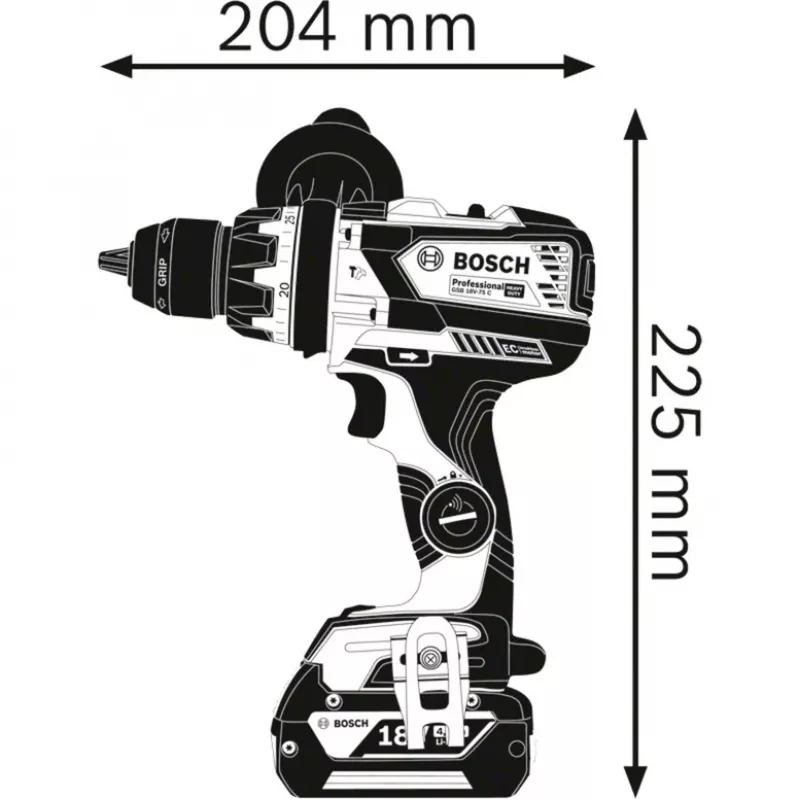 Bosch GSB 18V-110 C Professional 18V belaidis smūginis gręžtuvas (tik įrankis, mėlynas/juodas)