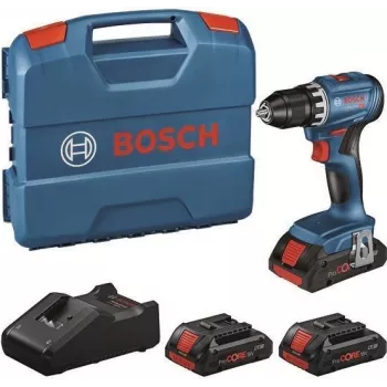 Bosch GSR 18V-45 Professional 18V belaidis gręžtuvas-suktuvas su 3x 2.0Ah Li-Ion baterijomis, 45 Nm bešepetėlinis, L-BOXX 102, įkroviklis 0615A5002N