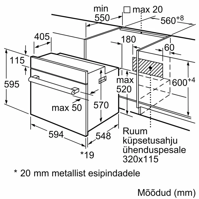 Bosch HBF113BR1S Įmontuojama elektrinė orkaitė, 66 l, nerūdijantis plienas
