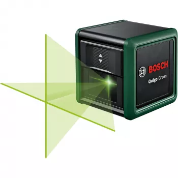 Bosch Home and Garden Quigo Green Set kryžminio linijinio lazerio rinkinys su spaustuku, adapterio plokštele ir 1,1 m aliuminio trikoju 0603663CZ1