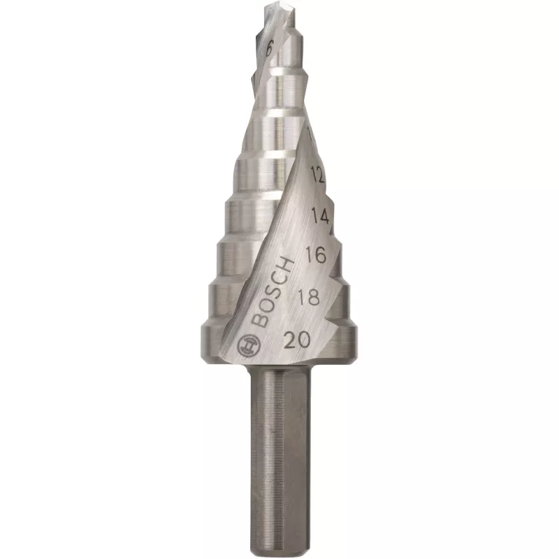 Bosch HSS laiptinis grąžtas 4-20 mm, 3 plokščio kotas, 70,5 mm ilgis 2608597519
