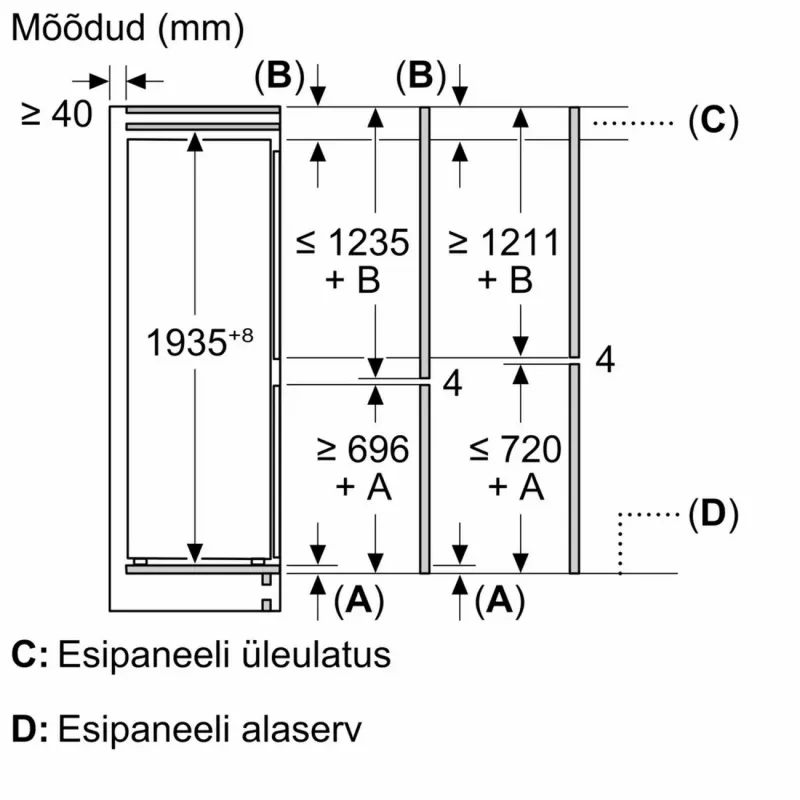Bosch KBN96SDD0 French Door šaldytuvas su šaldikliu, NoFrost, 605 L, energijos klasė D, nerūdijantis plienas/sidabras