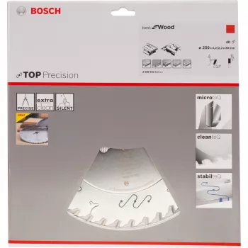BOSCH POWERTOOLS Best for Wood pjūklo diskas medienai, Ø 250 mm, 40 dantys, 30 mm anga, skirtas staliniams pjūklams