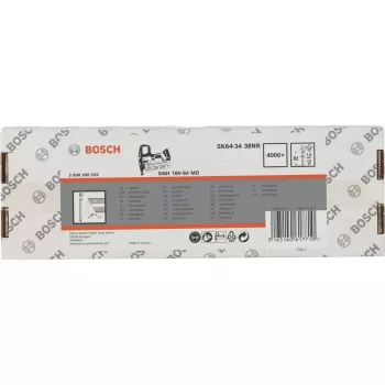 BOSCH POWERTOOLS Įgilintos galvutės apdailos vinys SK64-34 38NR, 34° / 1,8 mm / 15 ga (nerūdijantis plienas, 4000 vnt.)