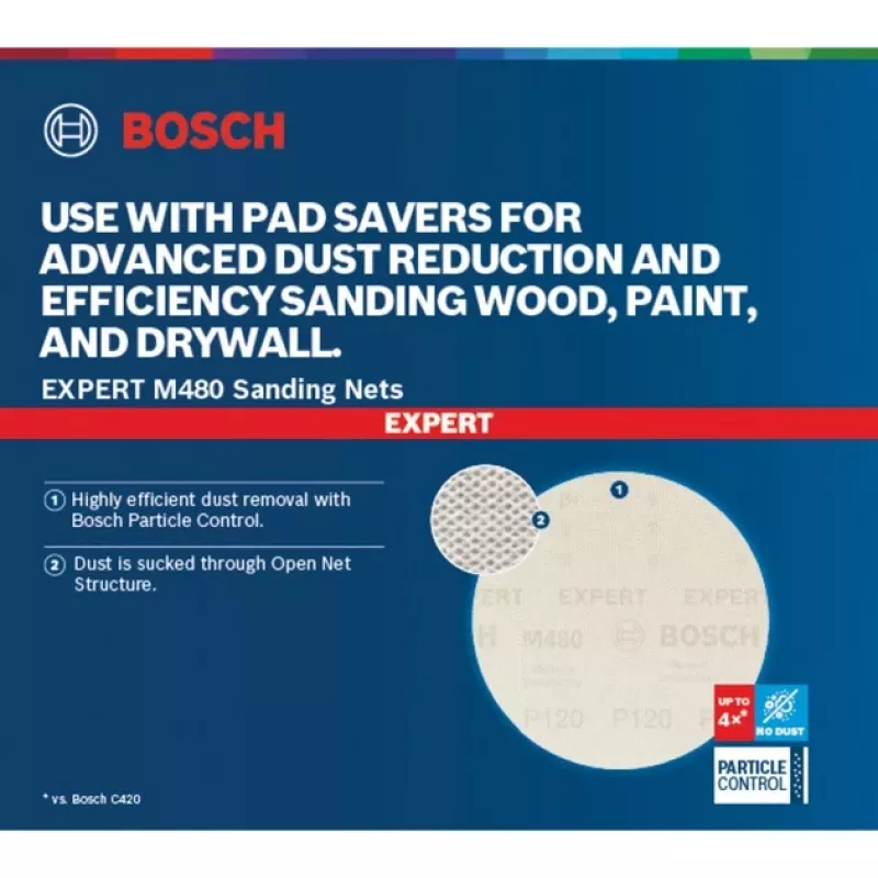 Bosch PowerTools Expert M480 Net Šlifavimo Diskas 125 mm, Grūdėtumas K80 (50 vnt., skirtas ekscentriniams šlifuokliams)