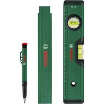 Bosch PowerTools žymėjimo rinkinys, 3 vnt. (žalia/juoda) – giliųjų skylių žymeklis, universalus žymeklis ir dailidės pieštukas