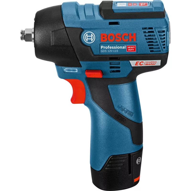 Bosch Professional GDS 12V-115 belaidis veržliasukis su 2x 3.0Ah Li-Ion akumuliatoriais, L-BOXX