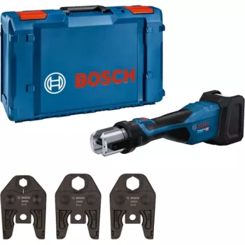 Bosch Professional GPT 18V-32 akumuliatorinis presavimo įrankis (be akumuliatoriaus ir įkroviklio, 3 standartiniai SV presavimo žnyplės, L-BOXX)
