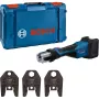 Bosch Professional GPT 18V-32 akumuliatorinis presavimo įrankis (be akumuliatoriaus ir įkroviklio, 3 standartiniai SV presavimo žnyplės, L-BOXX)