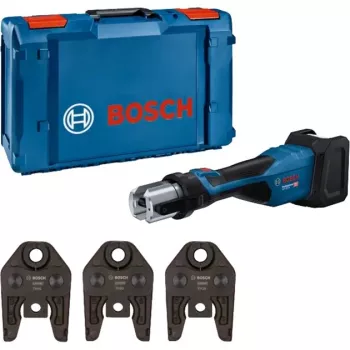 Bosch Professional GPT 18V-32 belaidis presavimo įrankis, Solo versija, Kit TH, 18V, mėlynas, be akumuliatoriaus ir įkroviklio, 3 standartiniai TH presavimo nasrai, L-BOXX dėkle