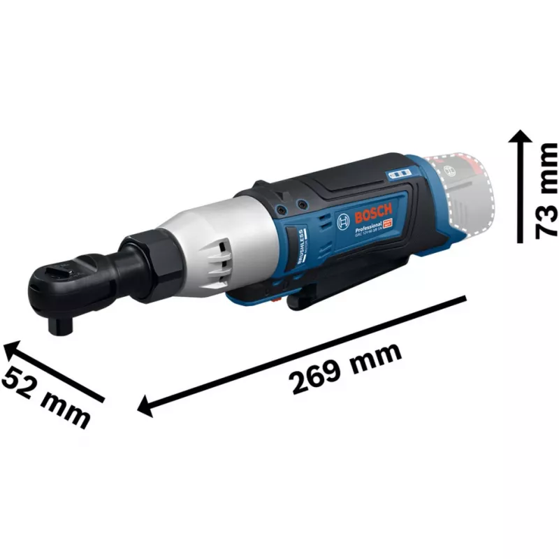 BOSCH Professional GRC 12V-60 3/8 SN belaidis reketinis veržliaraktis, 3/8 colio pavara, 60 Nm, 12V, mėlynas/juodas (be akumuliatoriaus)