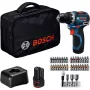 Bosch Professional GSR 12V-32 Akumuliatorinis sukamasis gręžtuvas (12V, 2x 2.0Ah Li-Ion, 36 dalių priedų rinkinys, įrankių krepšys, mėlynas/juodas)