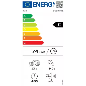 Bosch SMU2HTW08E įmontuojama indaplovė, 60 cm, 13 komplektų, 5 programos, energijos klasė C, AquaStop, balta