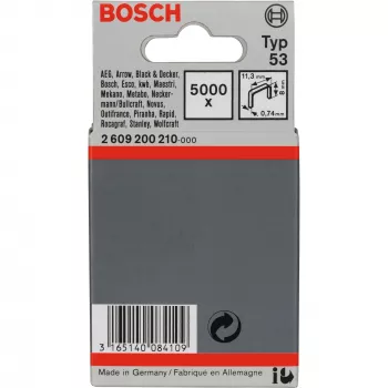 Bosch Type 53 plonos vielos segtukai 11,4 x 0,74 x 8 mm, cinkuotas plienas, 5000 vnt. (2609200210)