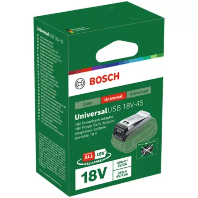 Bosch UniUSB 18V-15 įkroviklis, skirtas 18V POWER FOR ALL baterijoms, su USB-C prievadu (1600A02WS1)