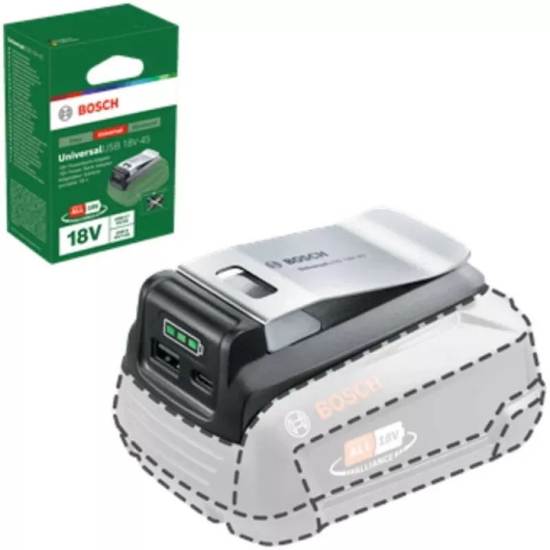 Bosch UniUSB 18V-15 įkroviklis, skirtas 18V POWER FOR ALL baterijoms, su USB-C prievadu (1600A02WS1)