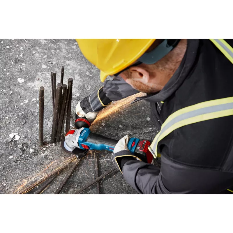 BOSCH X-LOCK belaidis kampinis šlifuoklis GWX 18V-11 S Professional Solo, 18V, 125mm, mėlynas/juodas, tik įrankis
